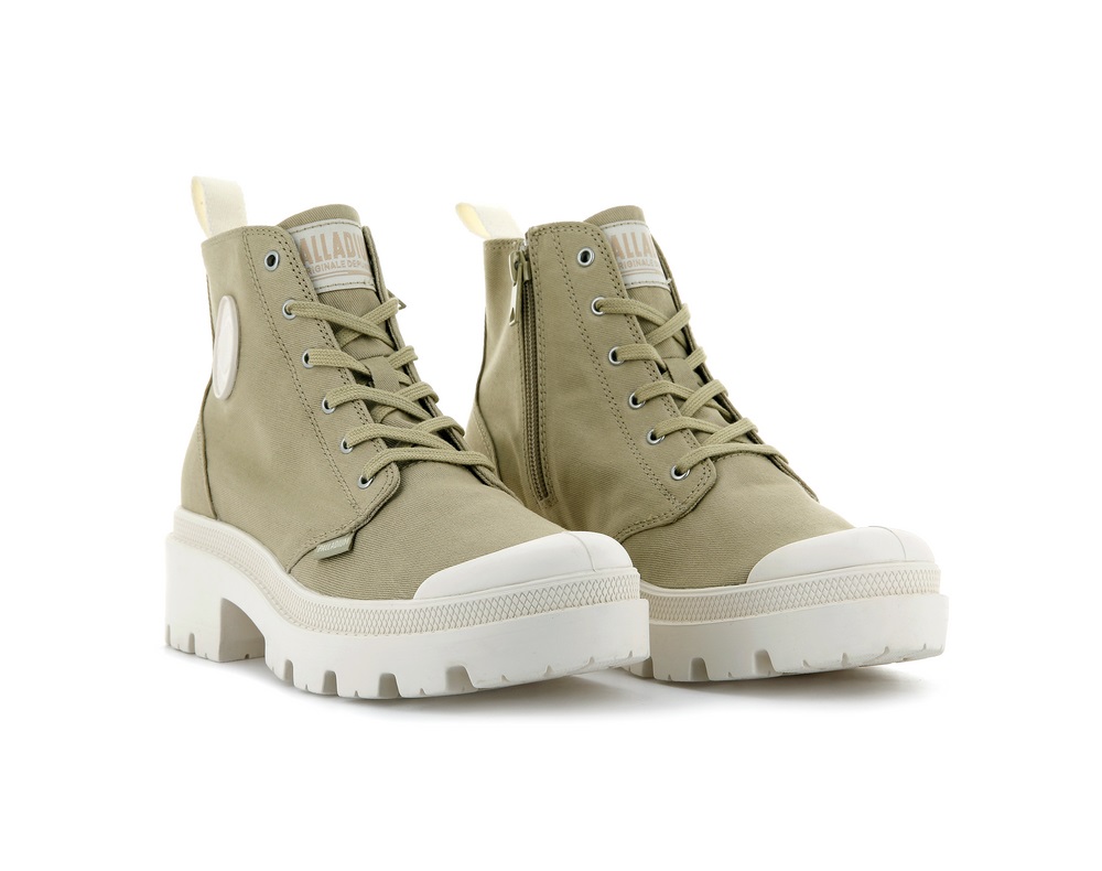 Botas Palladium PALLABASE TWILL Mujer Taupe | Costa Rica-48901